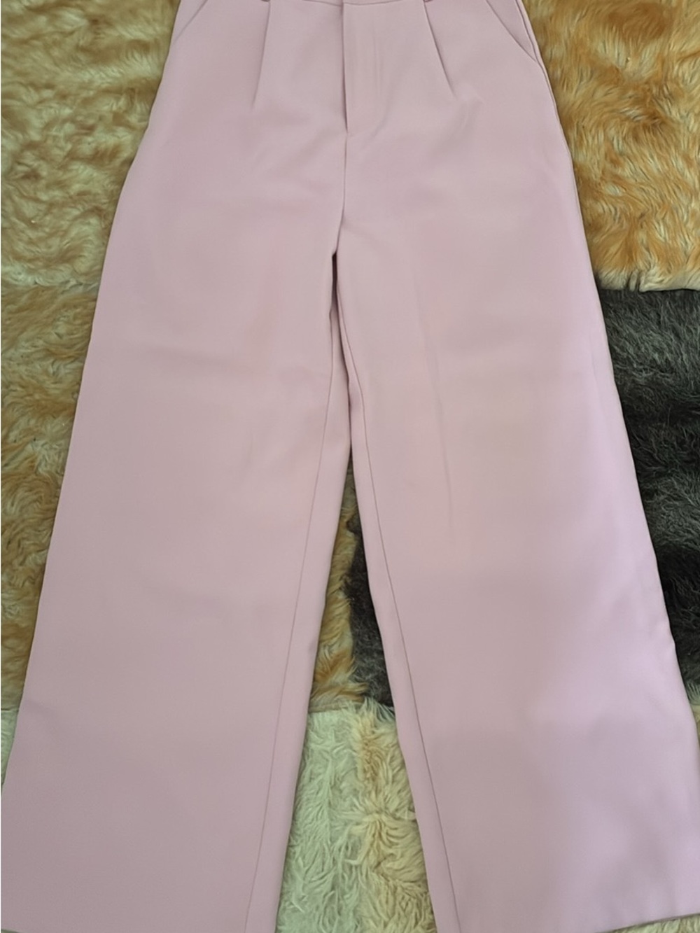 High-Waist Wide-Leg Pink Women's Trousers